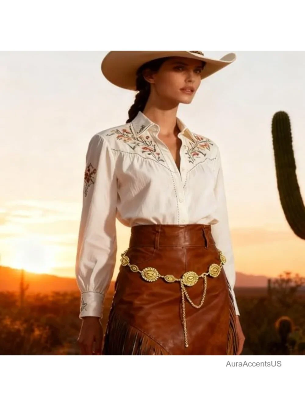 Western Concho Metal Oval Disc Waist Chain Adjustable Cowgirl Belt for Dresses